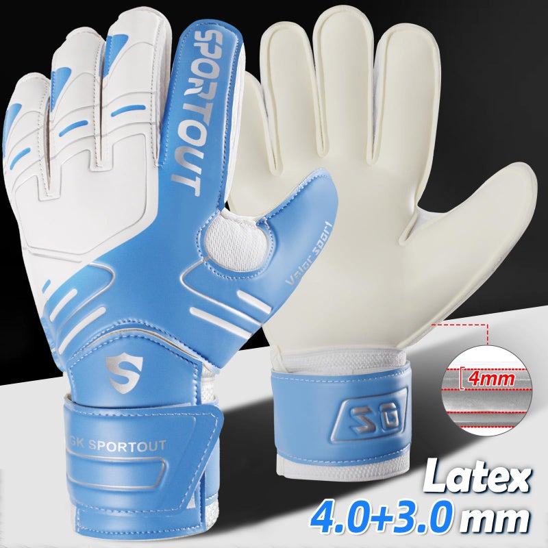 Sportout Youth&Adult Goalie Goalkeeper Gloves, Strong Grip for The Toughest Saves, with Finger Spines to Give Splendid Protection to Prevent Injuries,3 Colors (Blue, 5) - Image 2